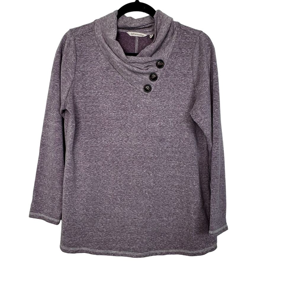 Soft Surroundings Brinley Cowl Neck Knit Pull Over Purple Size Medium Petite - Picture 1 of 9